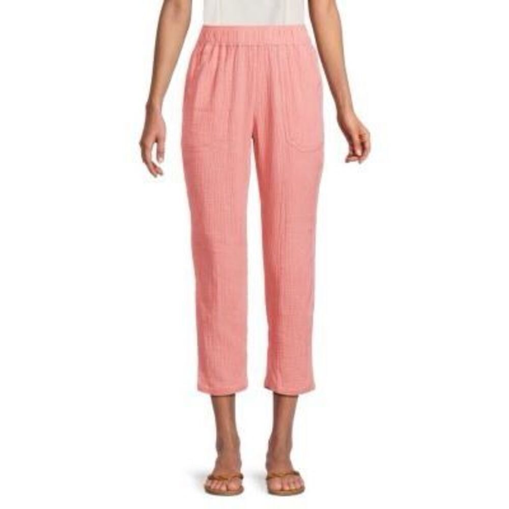 Marine Layer Paula Easy Tapered Cropped Pants in Pink Large